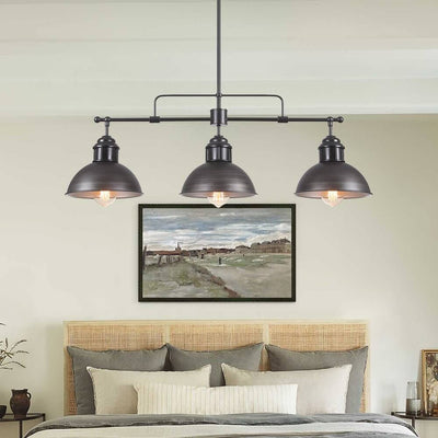 Industrial 3-light Island Pot Lid Dome Pendant