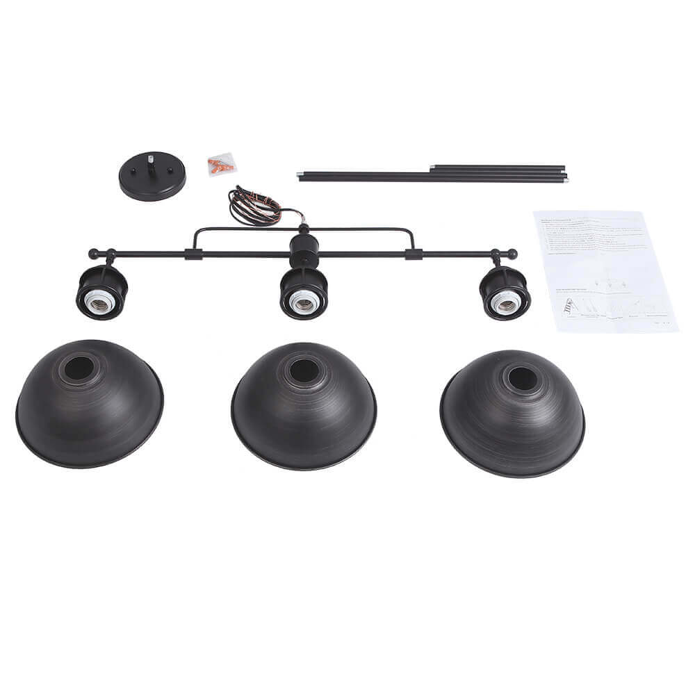 Industrial 3-light Island Pot Lid Dome Pendant