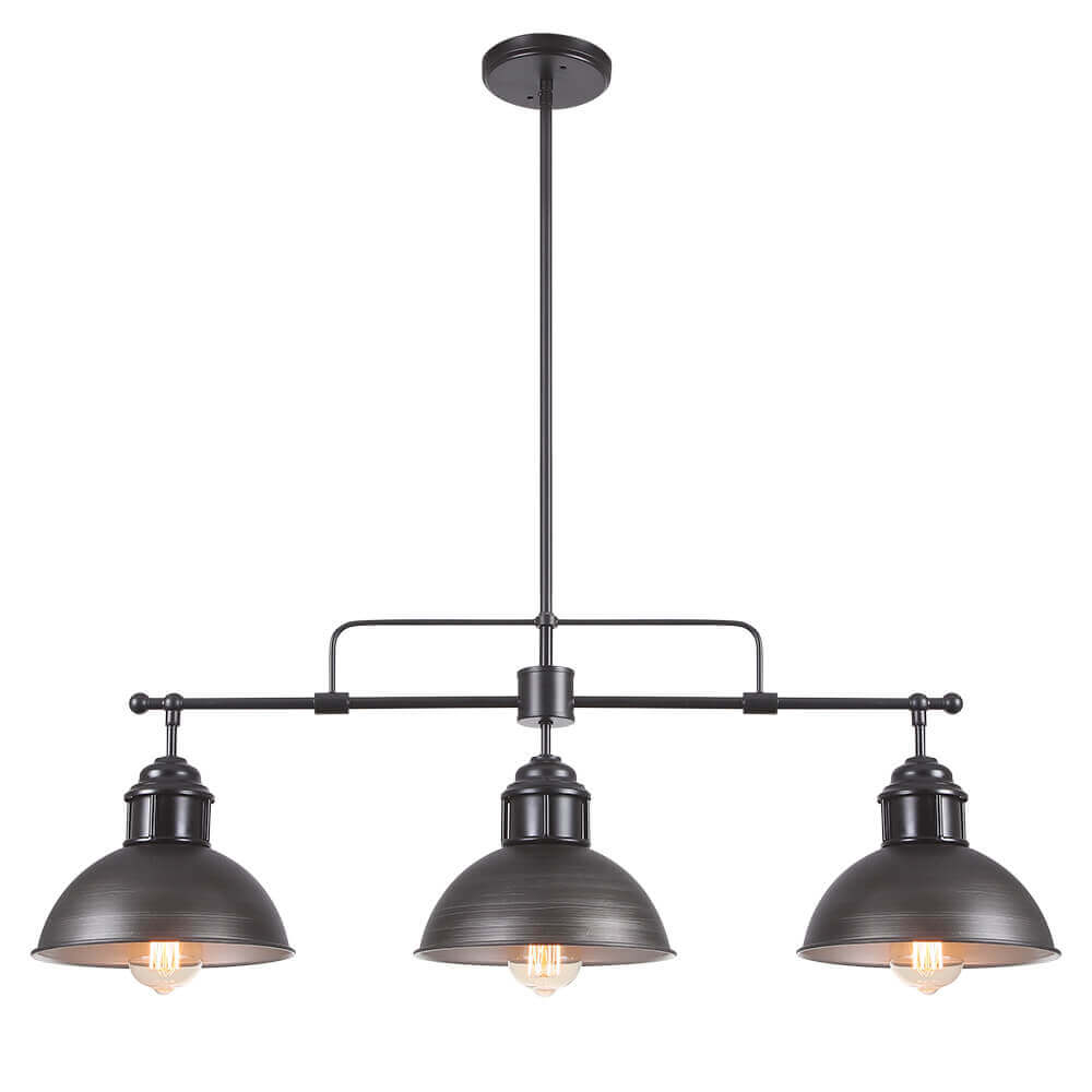 Industrial 3-light Island Pot Lid Dome Pendant