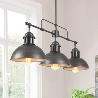 Industrial 3-light Island Pot Lid Dome Pendant