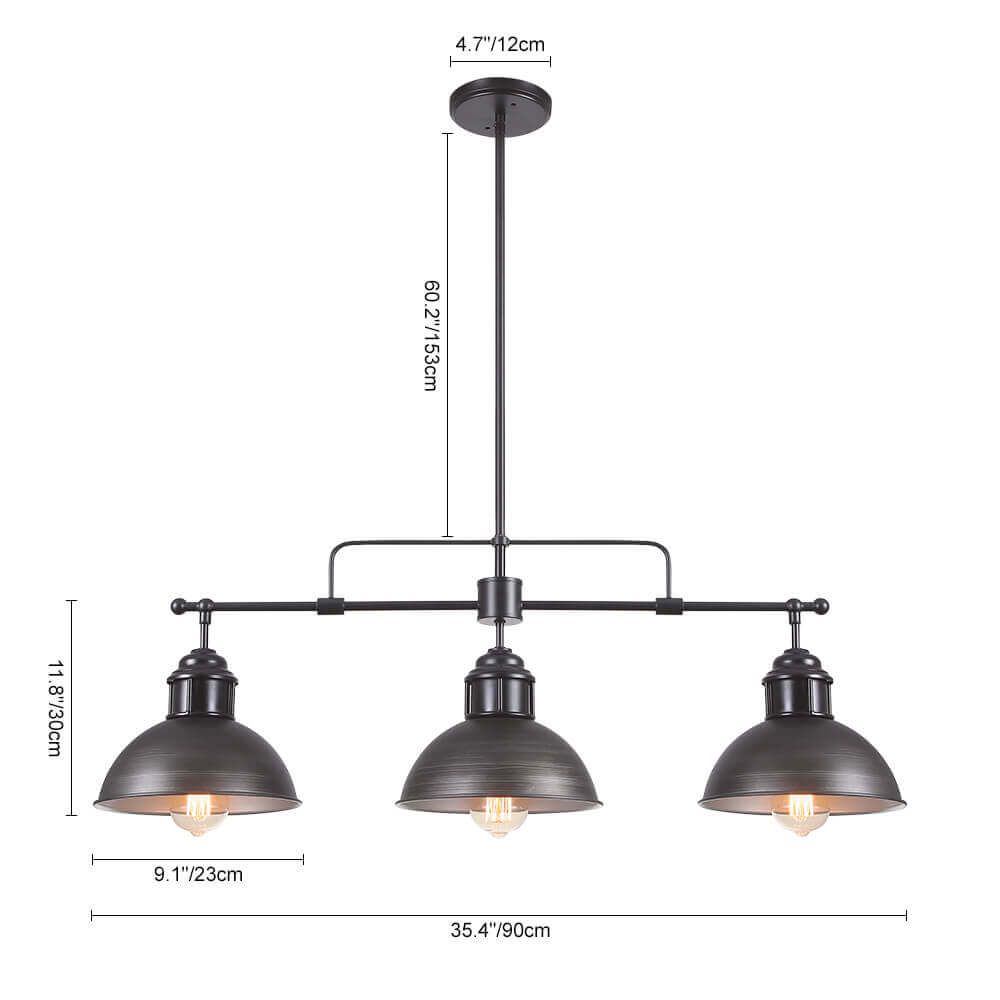 Industrial 3-light Island Pot Lid Dome Pendant