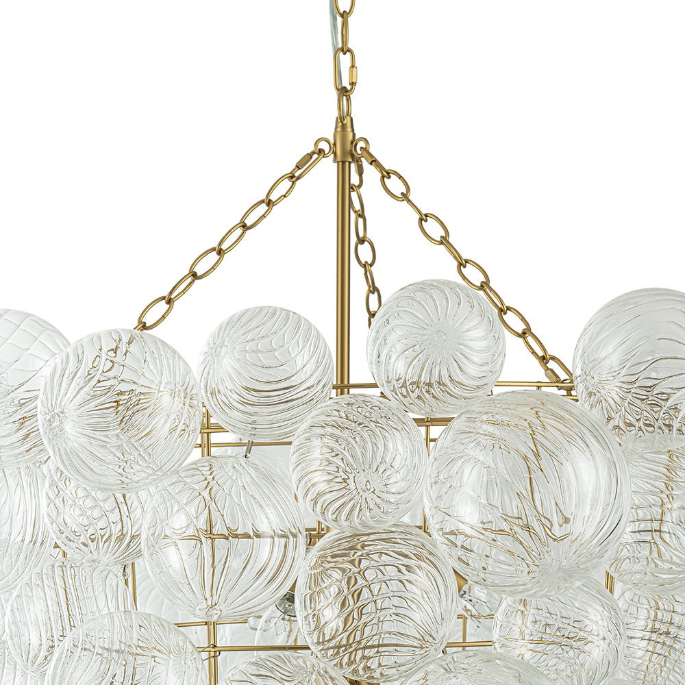 Luxury Cascade Cluster Ribbed Glass Bubble Entry Chandelier