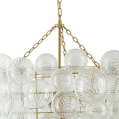 Luxury Cascade Cluster Ribbed Glass Bubble Entry Chandelier