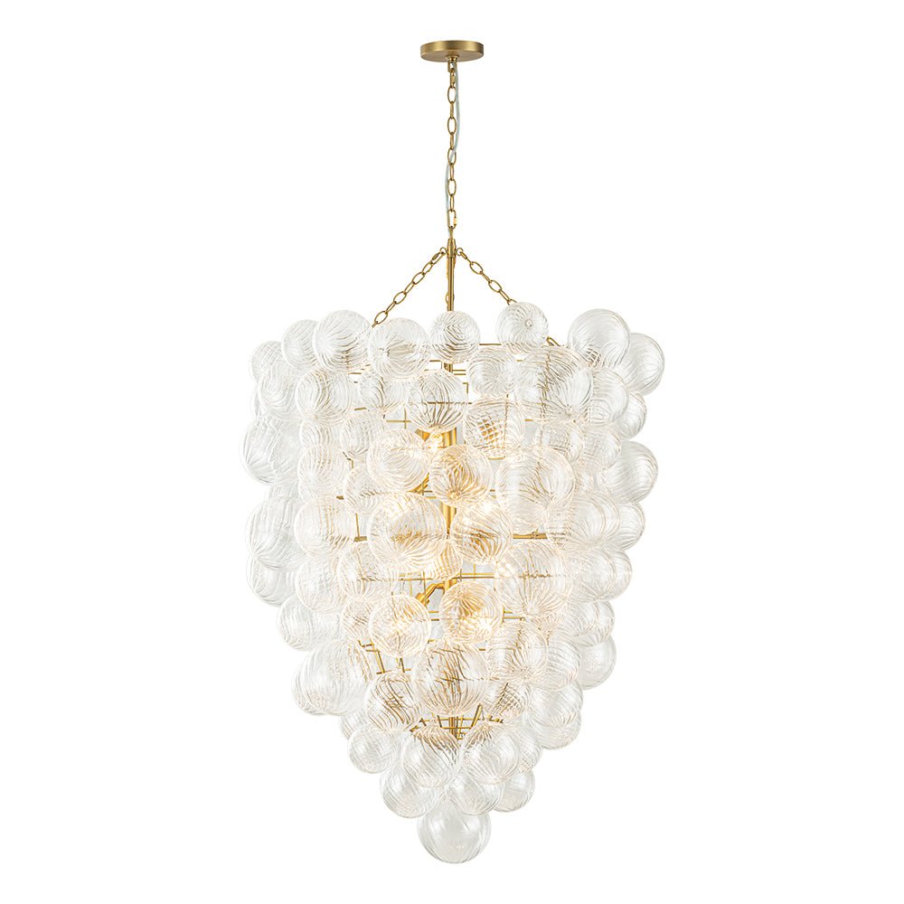 Luxury Cascade Cluster Ribbed Glass Bubble Entry Chandelier