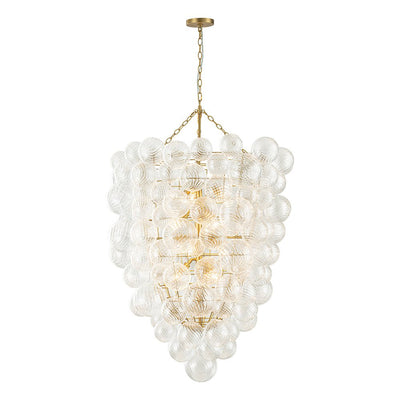 Luxury Cascade Cluster Ribbed Glass Bubble Entry Chandelier