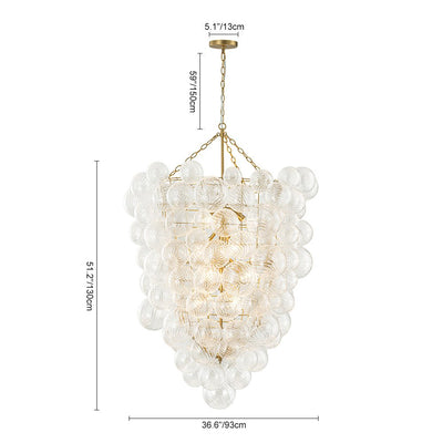 Luxury Cascade Cluster Ribbed Glass Bubble Entry Chandelier