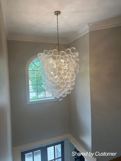 Luxury Cascade Cluster Ribbed Glass Bubble Entry Chandelier