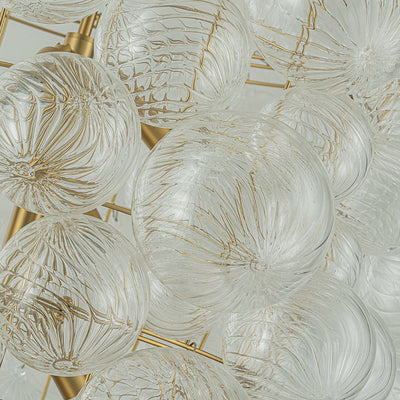 Luxury Cascade Cluster Ribbed Glass Bubble Entry Chandelier