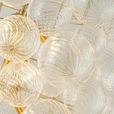 Luxury Cascade Cluster Ribbed Glass Bubble Entry Chandelier