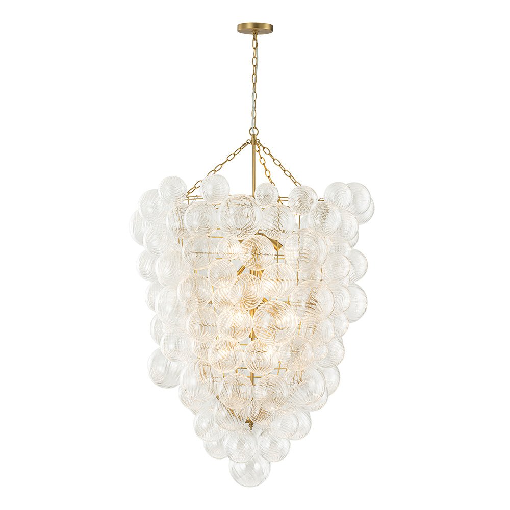 Luxury Cascade Cluster Ribbed Glass Bubble Entry Chandelier