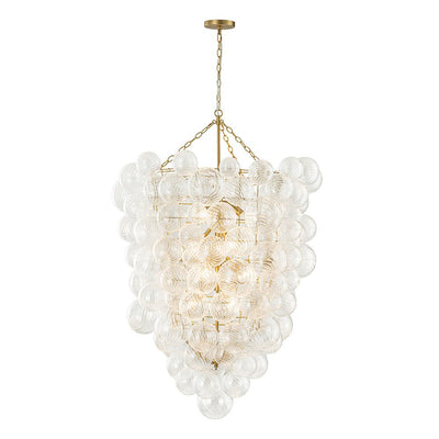 Luxury Cascade Cluster Ribbed Glass Bubble Entry Chandelier