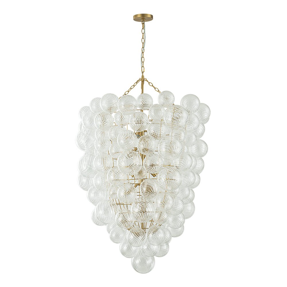 Luxury Cascade Cluster Ribbed Glass Bubble Entry Chandelier