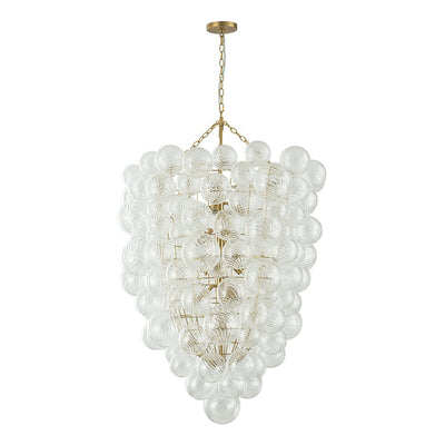 Luxury Cascade Cluster Ribbed Glass Bubble Entry Chandelier