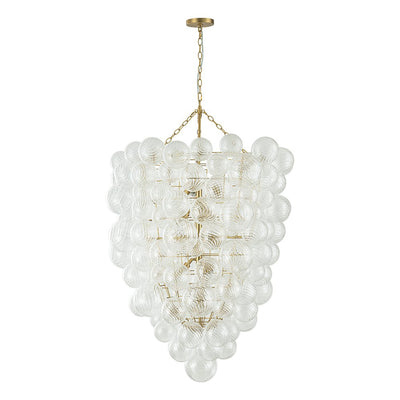 Luxury Cascade Cluster Ribbed Glass Bubble Entry Chandelier