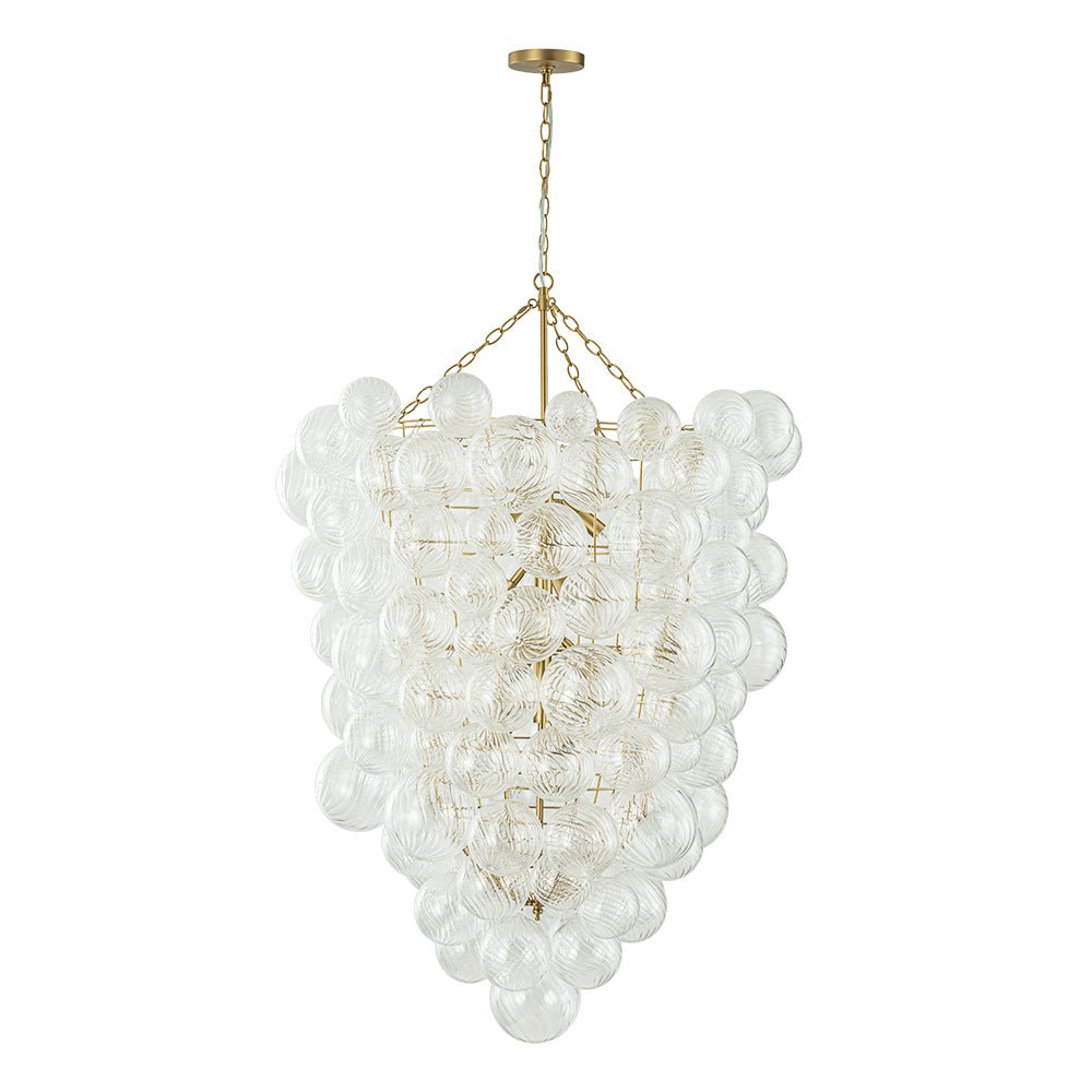 Luxury Cascade Cluster Ribbed Glass Bubble Entry Chandelier