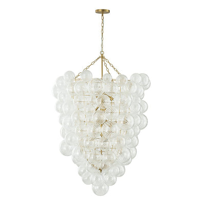 Luxury Cascade Cluster Ribbed Glass Bubble Entry Chandelier