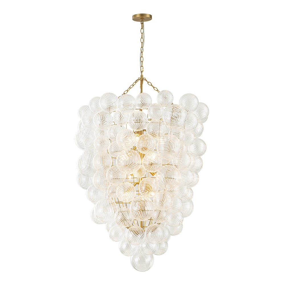 Luxury Cascade Cluster Ribbed Glass Bubble Entry Chandelier