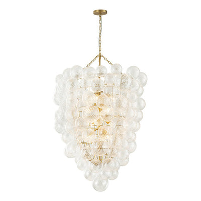 Luxury Cascade Cluster Ribbed Glass Bubble Entry Chandelier