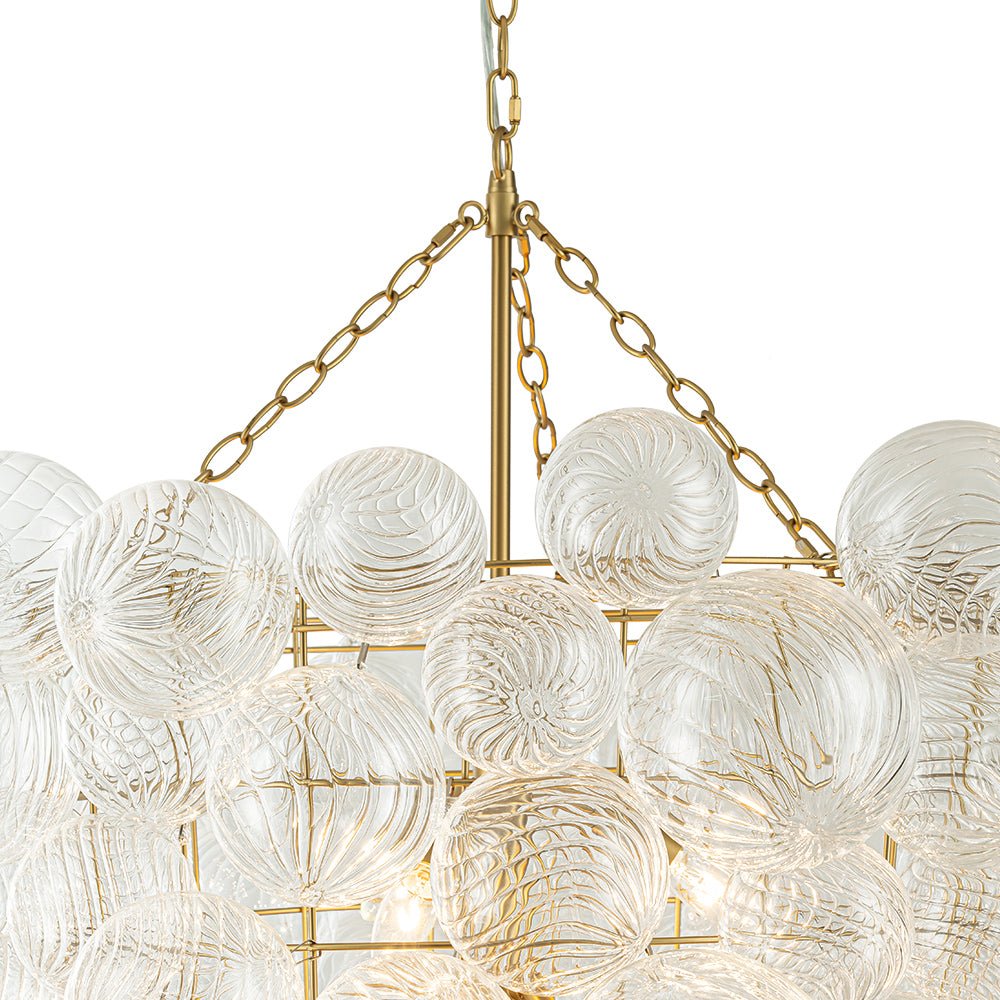 Luxury Cascade Cluster Ribbed Glass Bubble Entry Chandelier