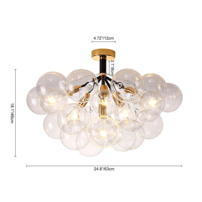 Modern Cluster Glass Bubble Chandelier / Semi Flush