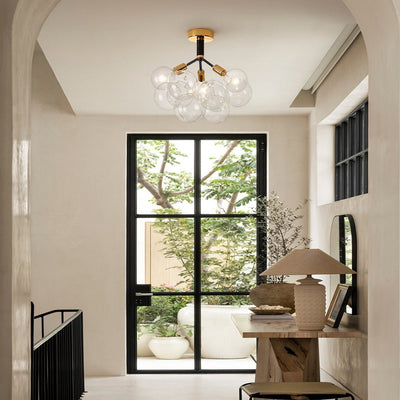 Modern Cluster Glass Bubble Chandelier / Semi Flush
