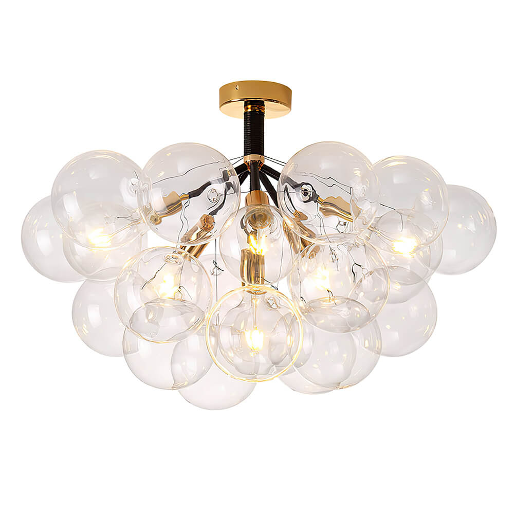 Modern Cluster Glass Bubble Chandelier / Semi Flush