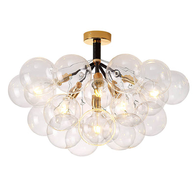 Modern Cluster Glass Bubble Chandelier / Semi Flush