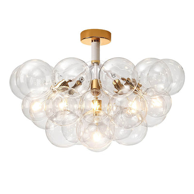 Modern Cluster Glass Bubble Chandelier / Semi Flush