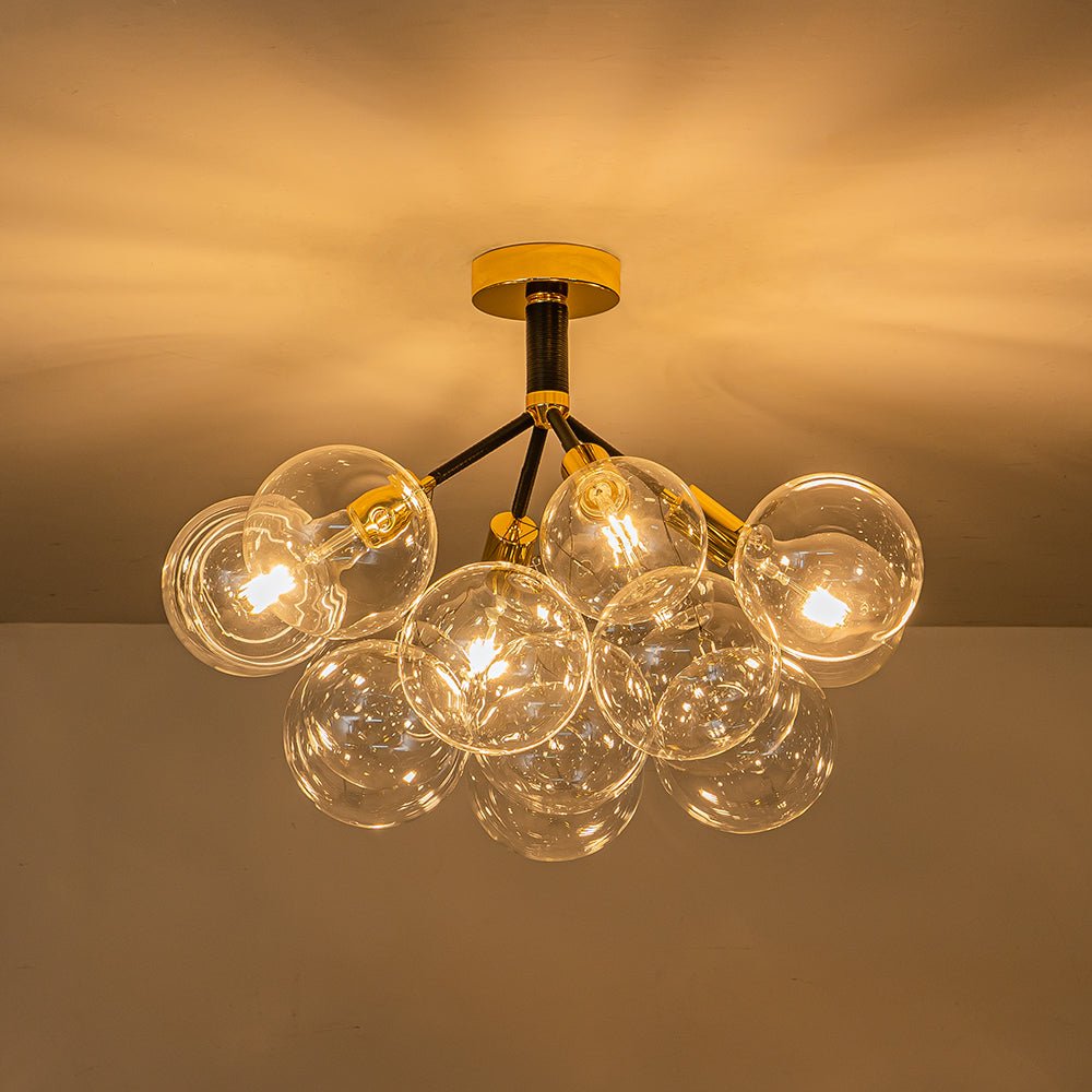 Modern Cluster Glass Bubble Chandelier / Semi Flush