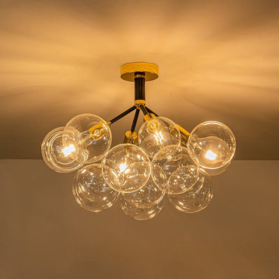 Modern Cluster Glass Bubble Chandelier / Semi Flush