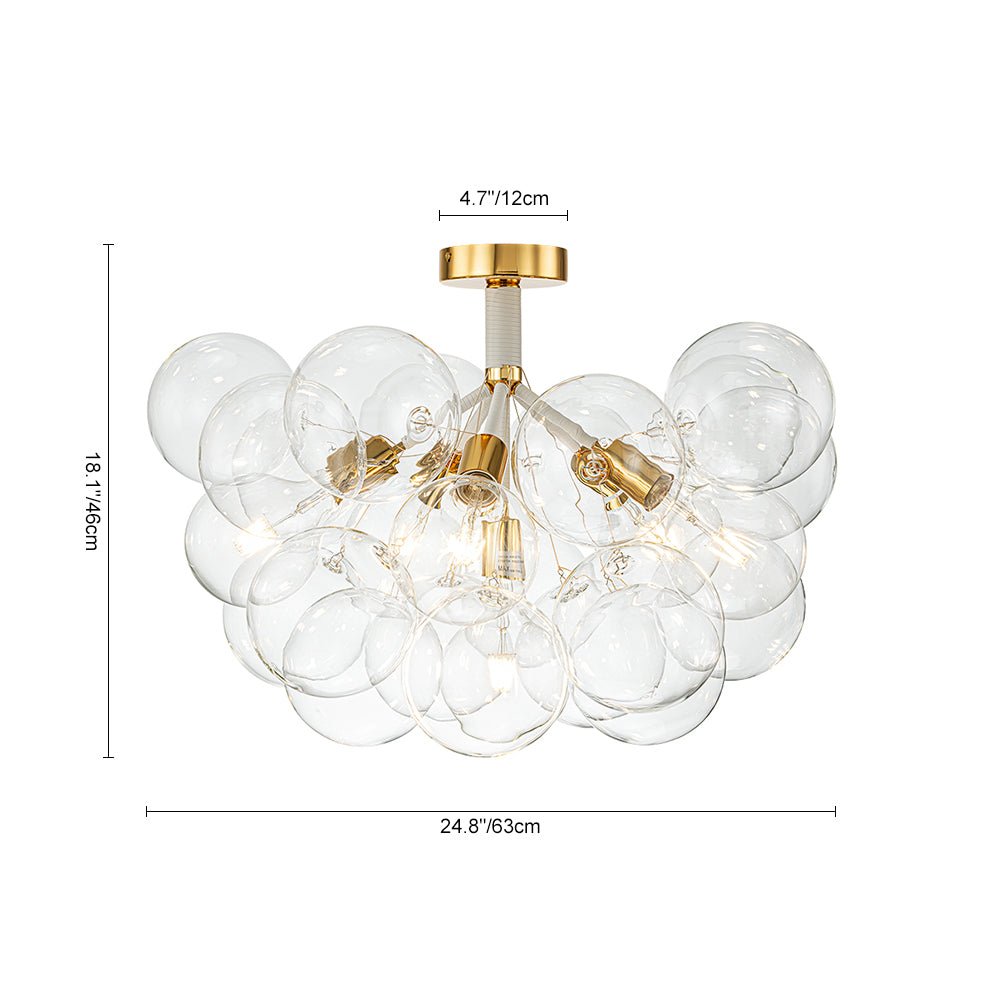 Modern Cluster Glass Bubble Chandelier / Semi Flush