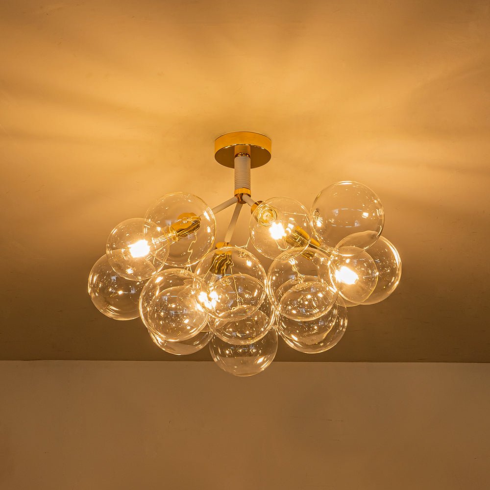 Modern Cluster Glass Bubble Chandelier / Semi Flush