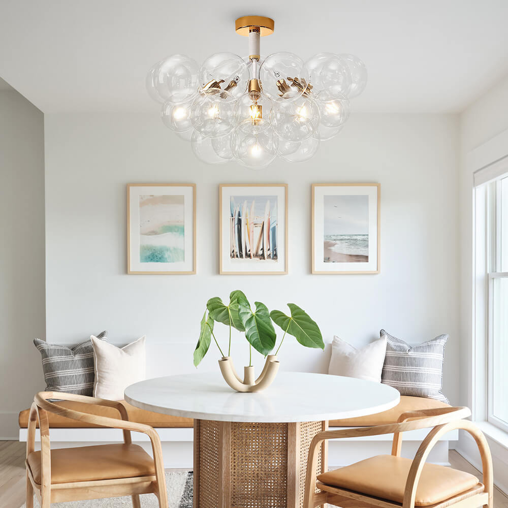 Modern Cluster Glass Bubble Chandelier / Semi Flush