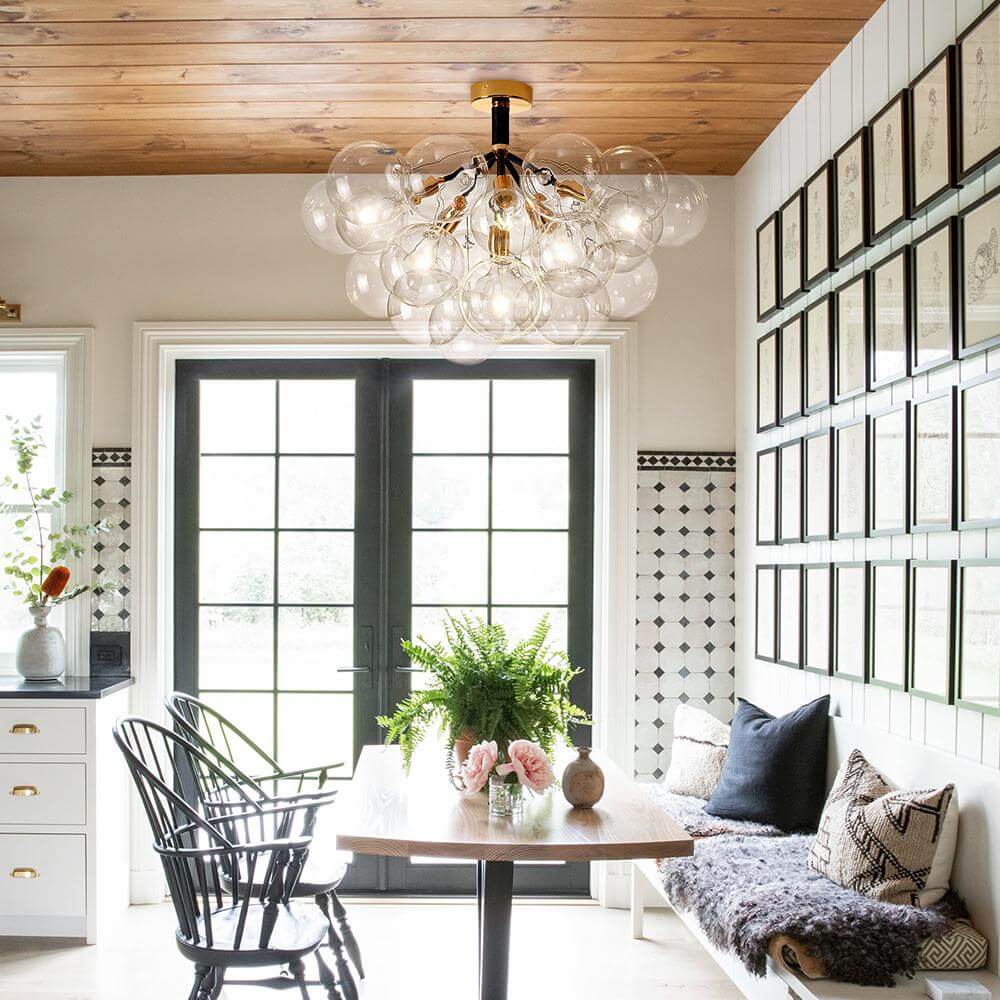 Modern Cluster Glass Bubble Chandelier / Semi Flush