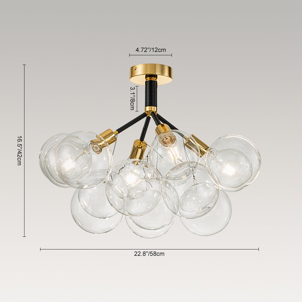 Modern Cluster Glass Bubble Chandelier / Semi Flush