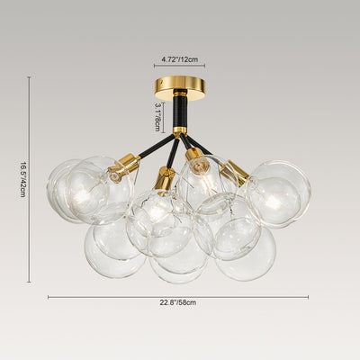 Modern Cluster Glass Bubble Chandelier / Semi Flush