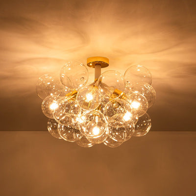 Modern Cluster Glass Bubble Chandelier / Semi Flush