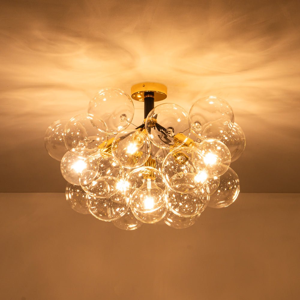 Modern Cluster Glass Bubble Chandelier / Semi Flush